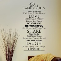 OUR FAMILY RULES Classic Removable Home Wall Decal Vinyl Quote Decor Art DIY 45"   272902653123